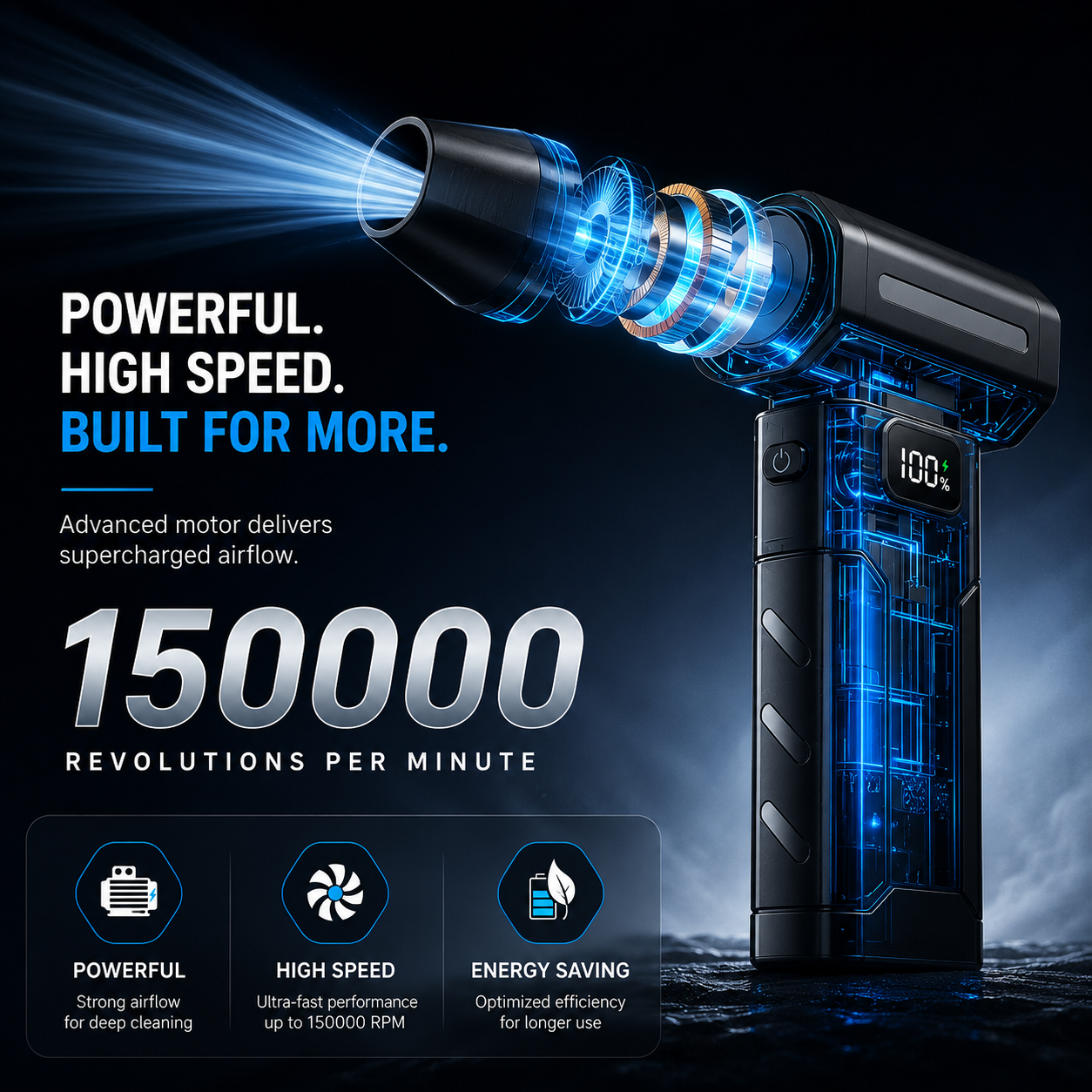TurboJet™ Cordless Air Duster – High-Power Rechargeable Blower for Car, PC & Home Cleaning