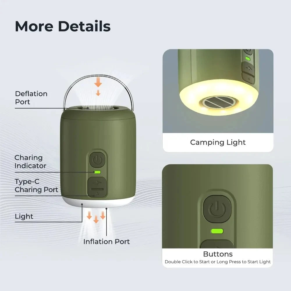 WESTTUNE Tiny Air Pump with Camping Lantern 4.5kPa