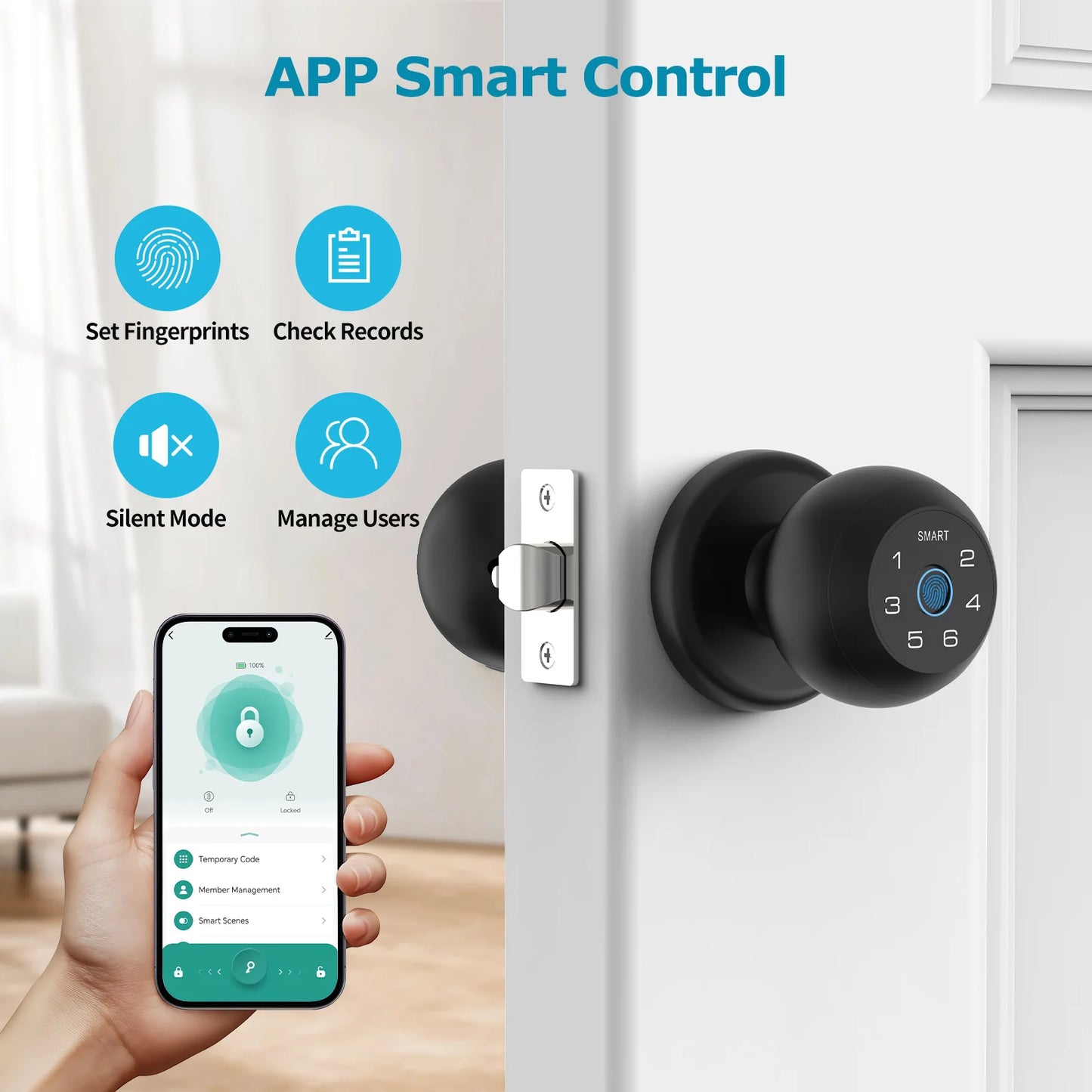 Smart Lock Fingerprint Door Lock App Control Passcode