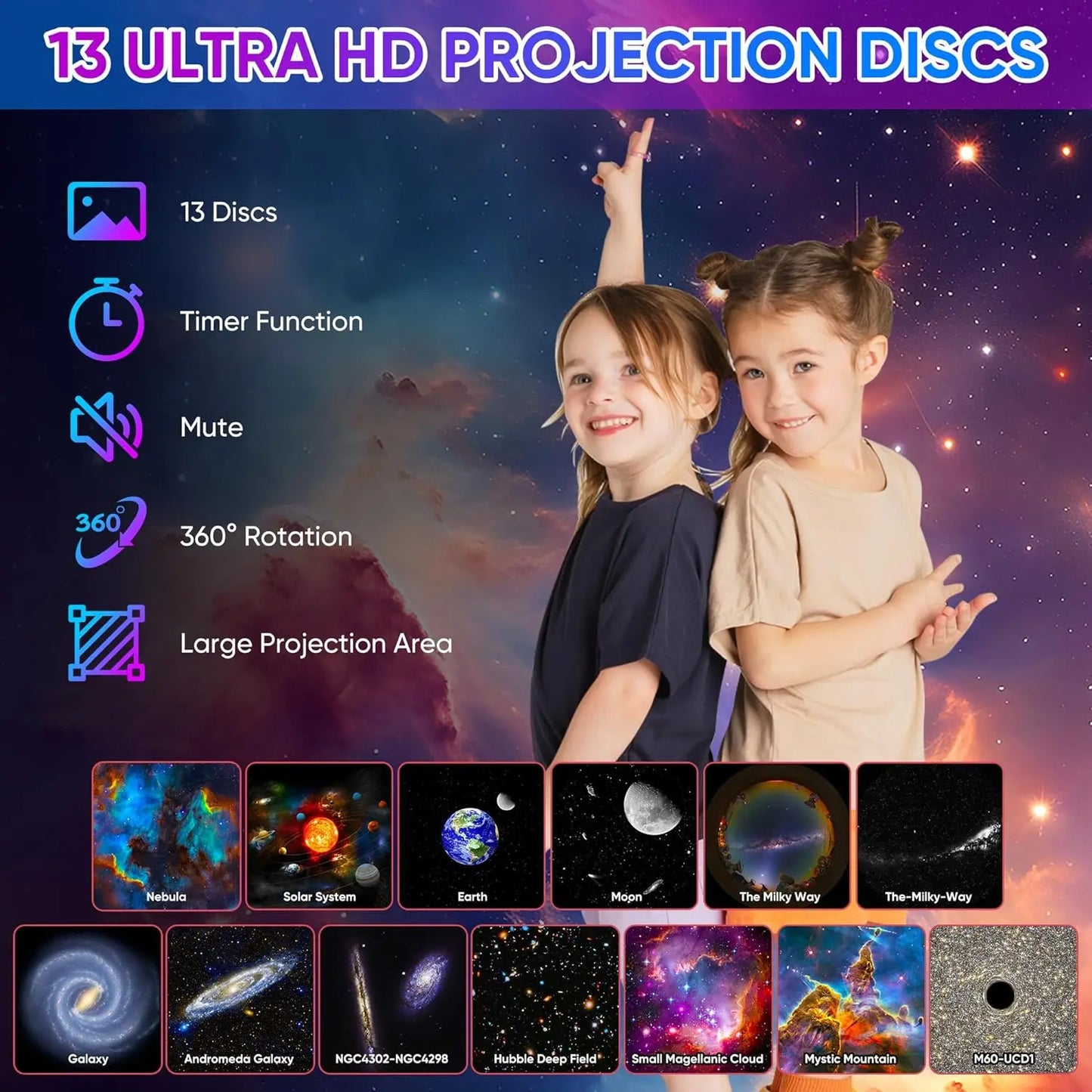 13 In 1 Galaxy Ultral Star Projector HD Image Area LED Night Light