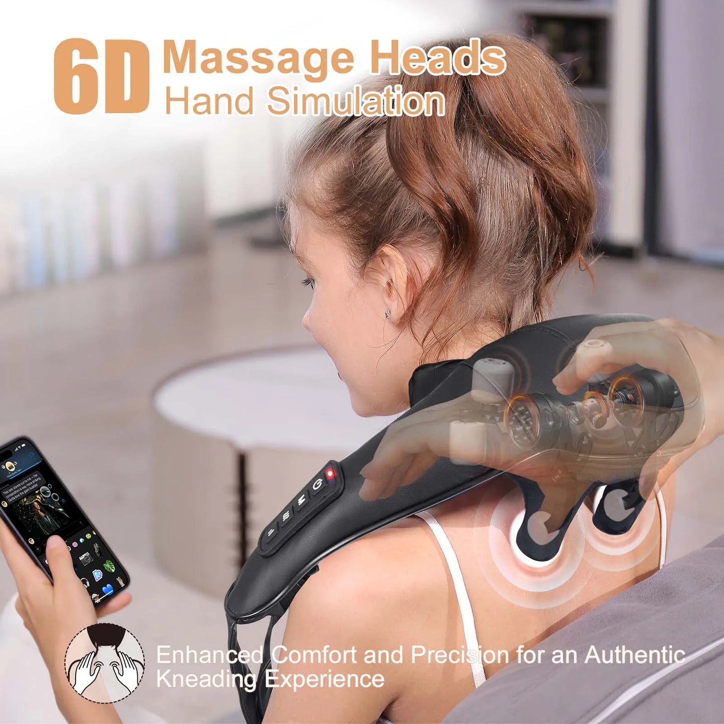 Shiatsu Back Neck Massager with Heat Electric Deep Tissue 3D Kneading Massage Pillow