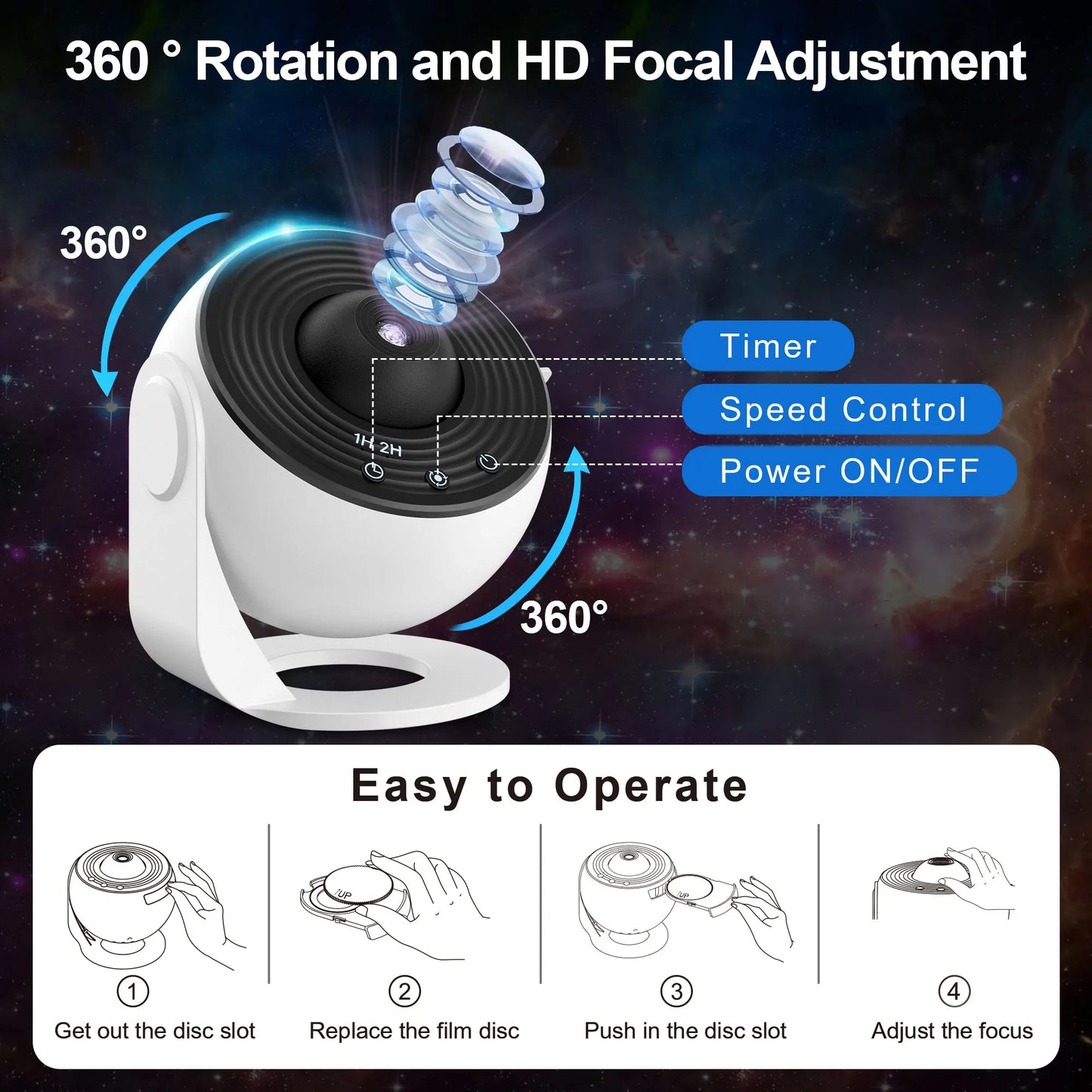 13 In 1 Galaxy Ultral Star Projector HD Image Area LED Night Light