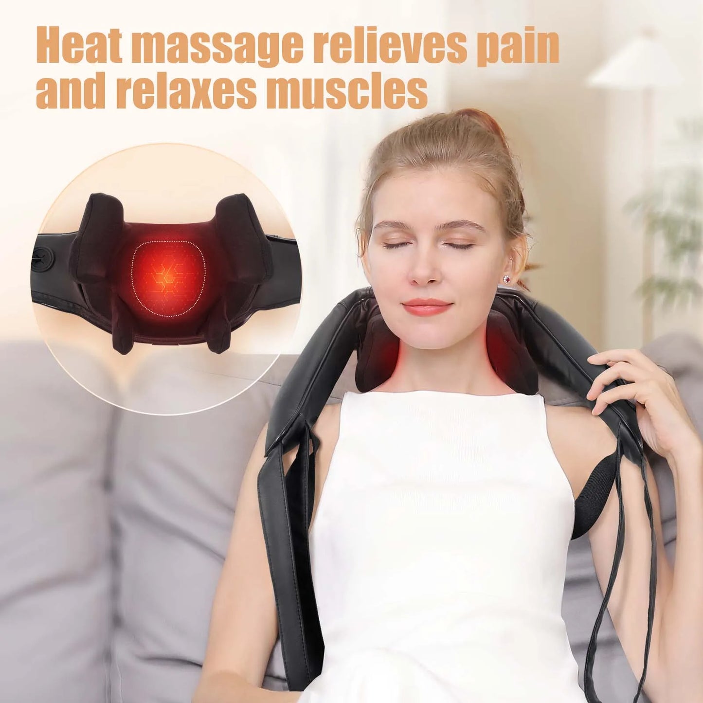 Shiatsu Back Neck Massager with Heat Electric Deep Tissue 3D Kneading Massage Pillow