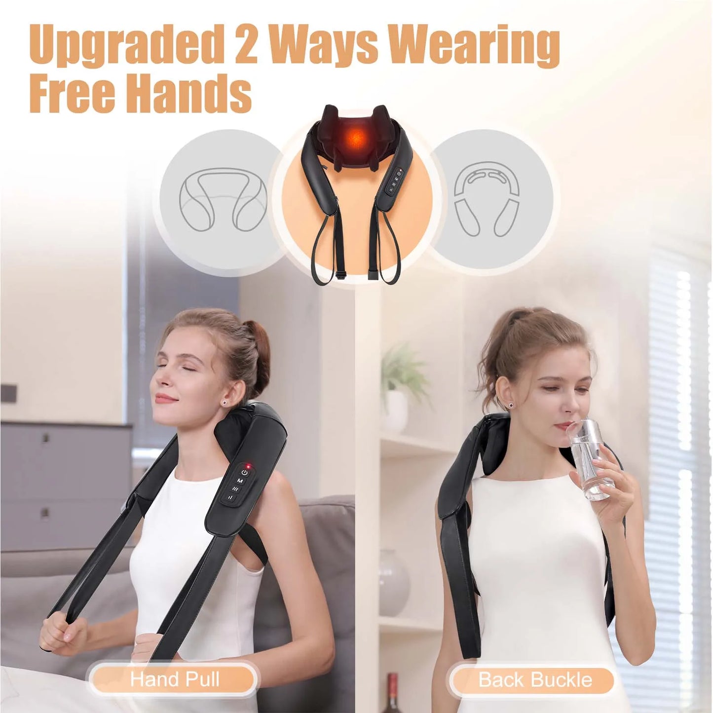 Shiatsu Back Neck Massager with Heat Electric Deep Tissue 3D Kneading Massage Pillow